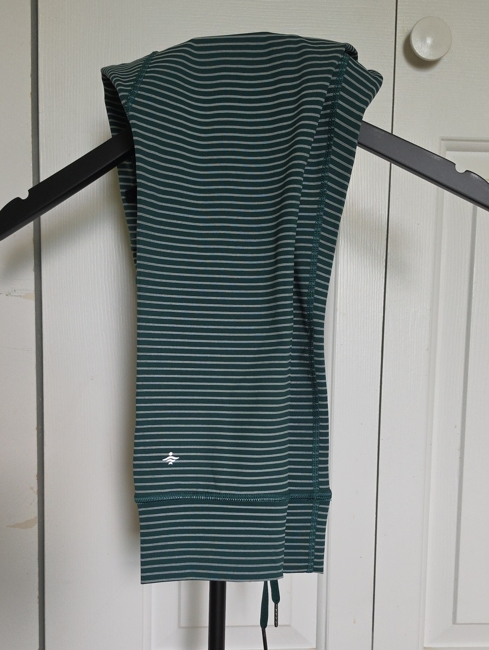 HALARA Womens Small Teal and White Striped Leggings